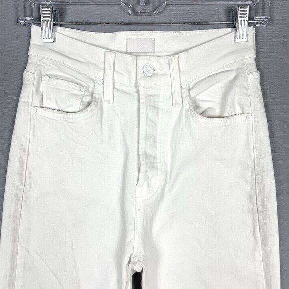 MOTHER The Tripper Ankle Fray Jeans in White Unfairest of Them All Size 24 Flare - Picture 5 of 16